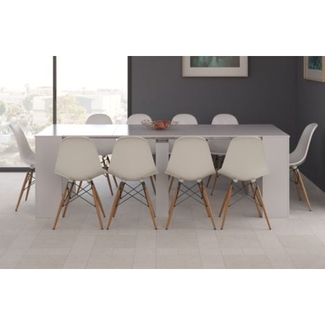 Table multifonctions extensible de 51 à 237 cm Blanc brillant Blanc