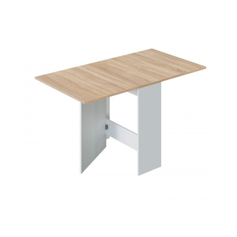Abitare - Table multiposition extensible 77x31 cm blanc mat et chêne - Capri