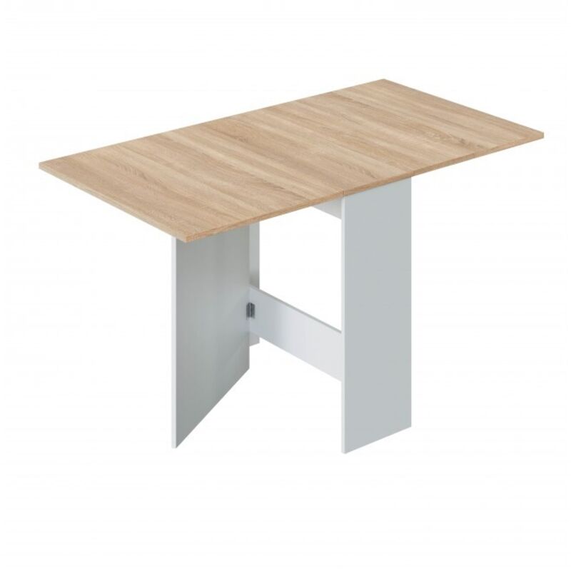 Abitare - Table à manger pliante avec plateau rabattable, Table auxiliaire refermable, 78 x 77 x 31 cm, couleur Blanc et Chêne