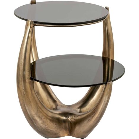 Table murale élégante en or et verre - Or brillant avec verre fumé