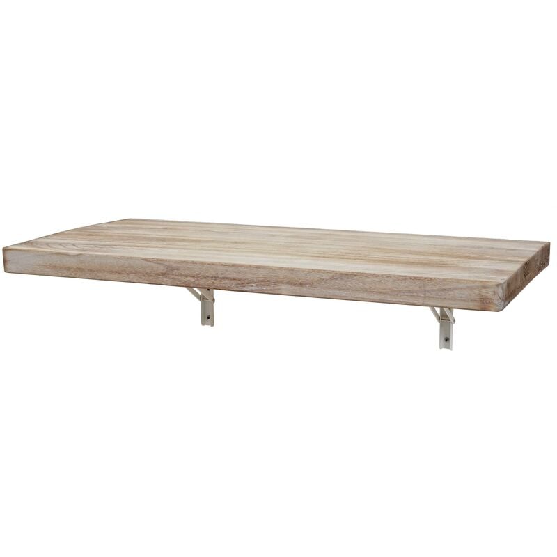 jamais utilisé] table murale hhg 418, table pliante murale en bois massif 100x50cm couleur naturelle - brown