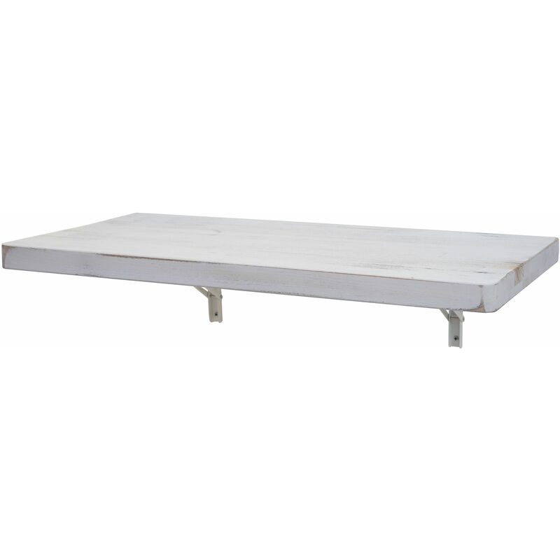table murale hhg 418, table pliante murale en bois massif 100x50cm shabby blanc - white