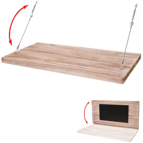 Table murale HWC-H48, table murale pliante Étagère murale Table avec tableau, pliable Bois massif 