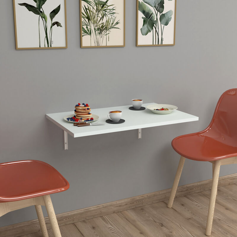 [en.casa] - Table murale Klepp rabattable 72 x 45 cm blanc