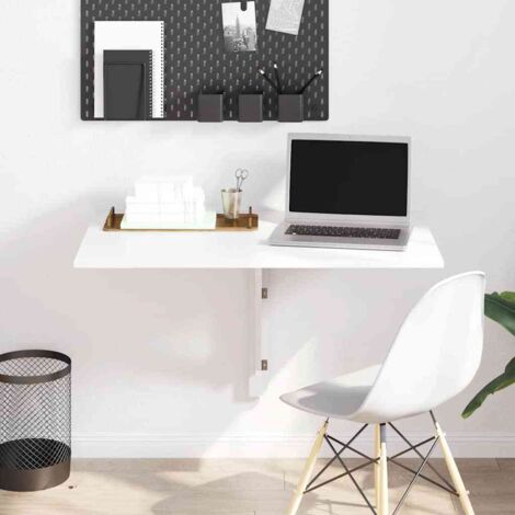 Table murale pliable  Table d'appoint Table basse Blanc brillant 100x60x56cm Bois ingénierie 63833