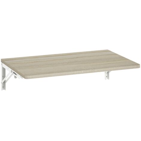 Table murale pliante 60x40x16 cm, gain de place à coins arrondis, finition chêne pour toutes pièces