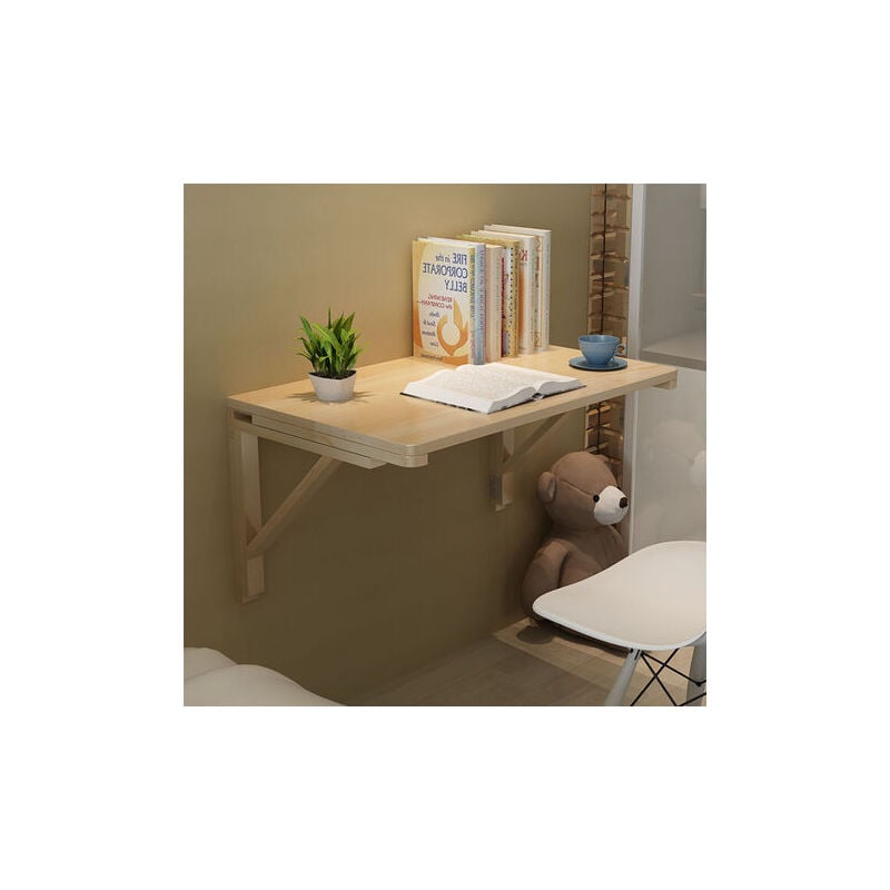 Table Murale Rabattable 60 x 40 Cm Table Murale Rabattable en Bois Table Murale à Abattant en Bois Table à Manger Robuste pour Enfants