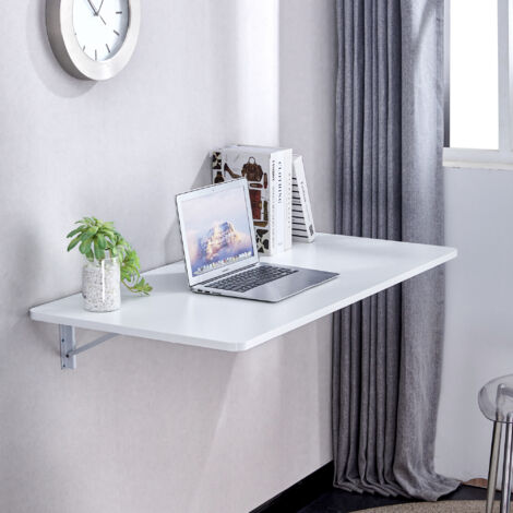 Table murale rabattable pliable pour petits espaces, bureau ou table d'appoint, MDF , charge 30 kg -blanc