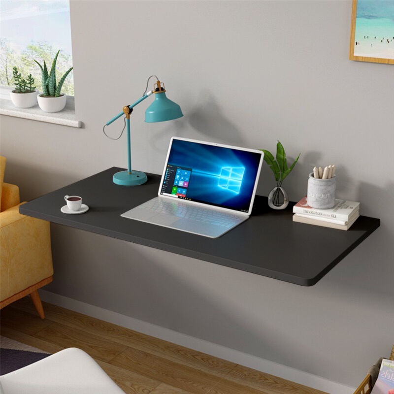 Aqrau - Table Murale, Table Pliante Cuisine, Petit Bureau Flottant Peu Encombrant, Table à Manger, Bureaux pour Enfants et OrdinateursL60×P30cm - Noir