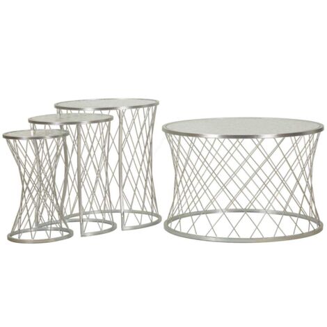 TABLE NOAH SILVER SET 4 PCS CM Ø 70X45-47X54,5-36x50-28x45
