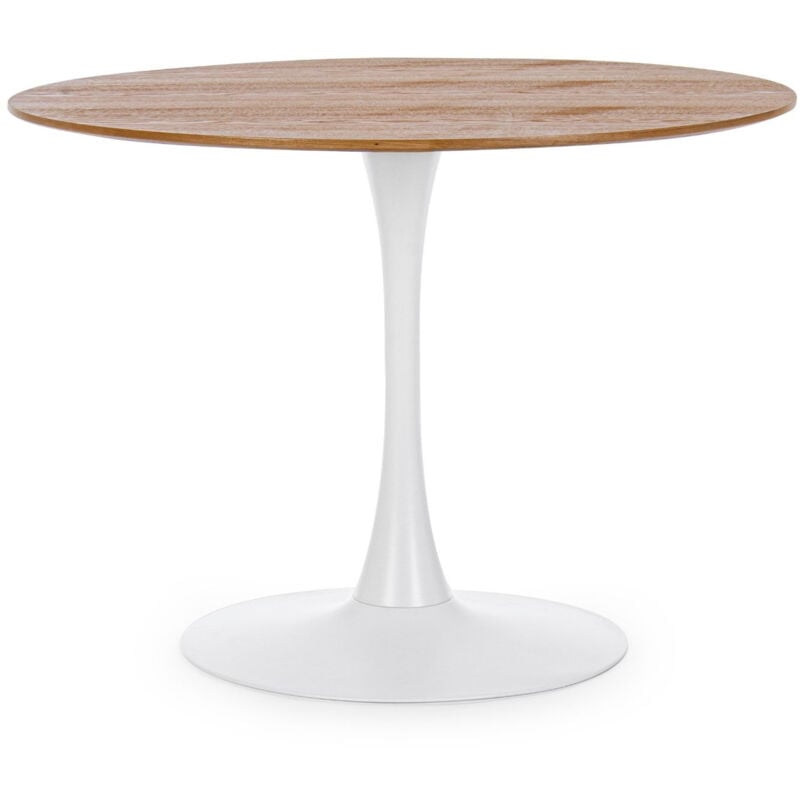 Hellin - Table à manger ronde tulipe en métal blanc L100 - blossom