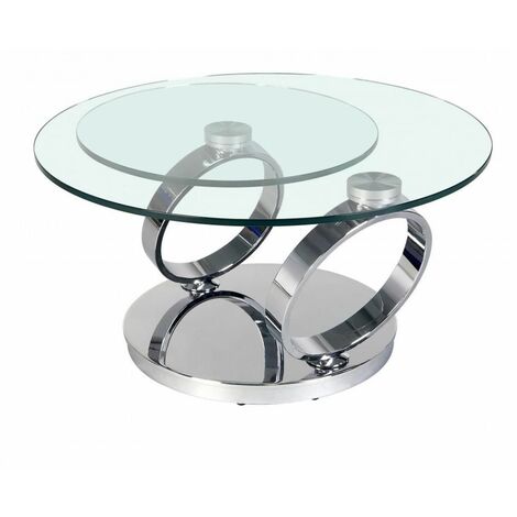 Table basse avec plateau tournant JOLINE - Céramique et verre