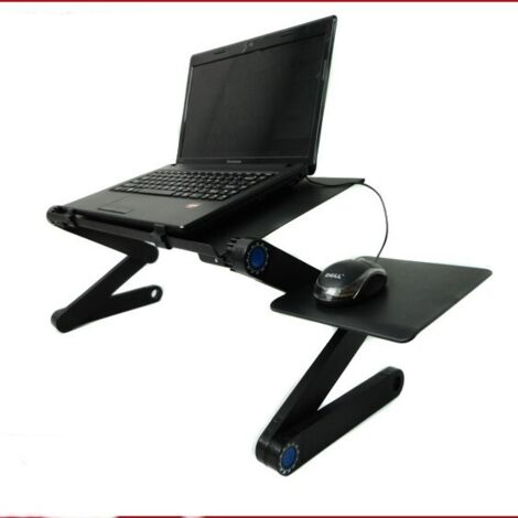 Table ordinateur portable pliable aluminium, support refroidissement lit canapé bureau