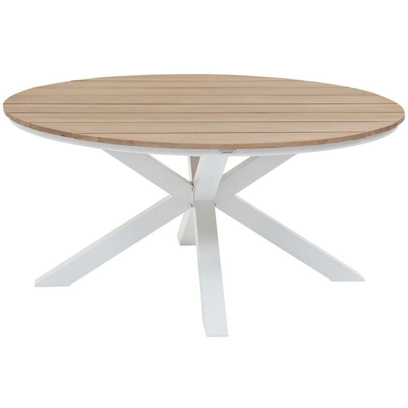Table de jardin Oriengo acacia certifié fsc & blanc 4 places en aluminium traité époxy - Hespéride - Acacia / blanc