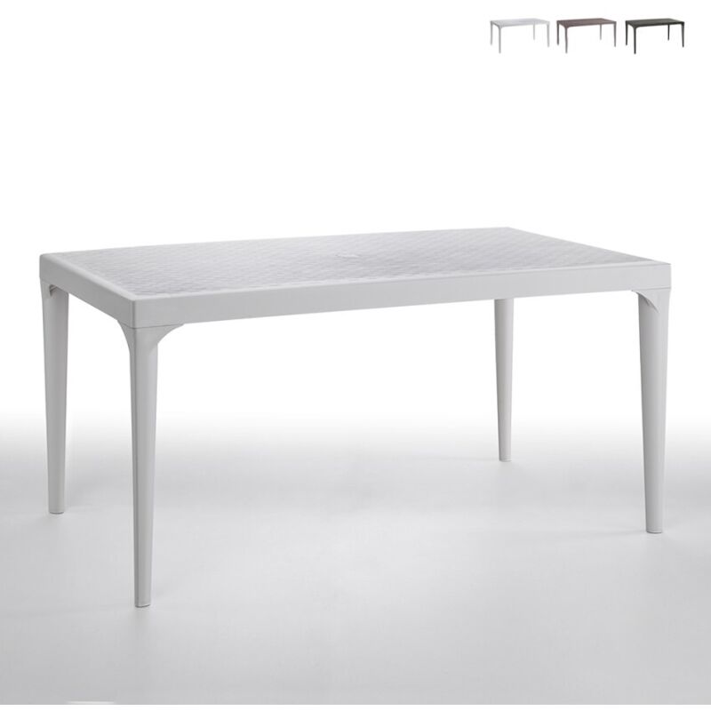 Bica – Table de jardin rectangulaire 150x90cm – 4 à 6 places – Structure en polypropylène résistante aux intempéries – Blanc
