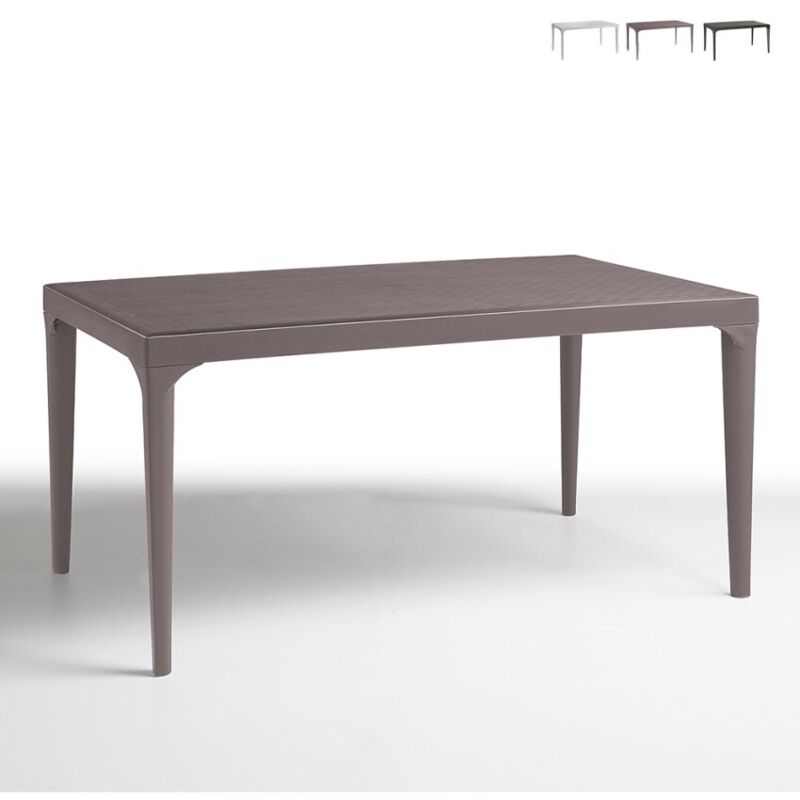 Bica – Table de jardin rectangulaire 150x90cm – Polypropylène résistant aux intempéries – Capacité 4-6 convives – Design moderne gris tourterelle