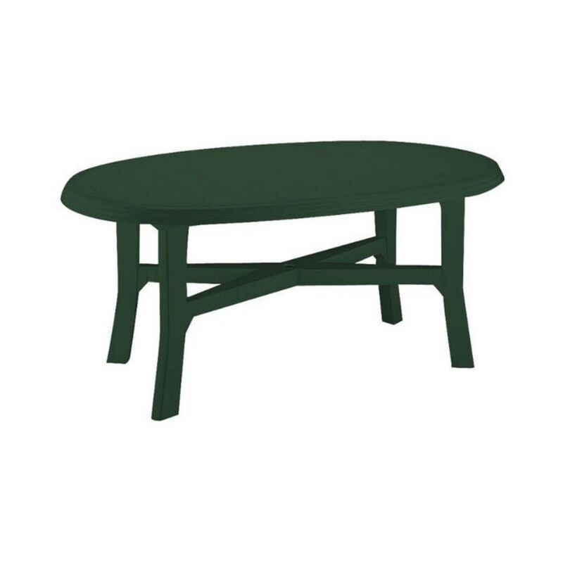 Ipae Progarden - Table de jardin ovale Danube en polypropyle'ne vert pour exte'rieur 110x165x72 cm
