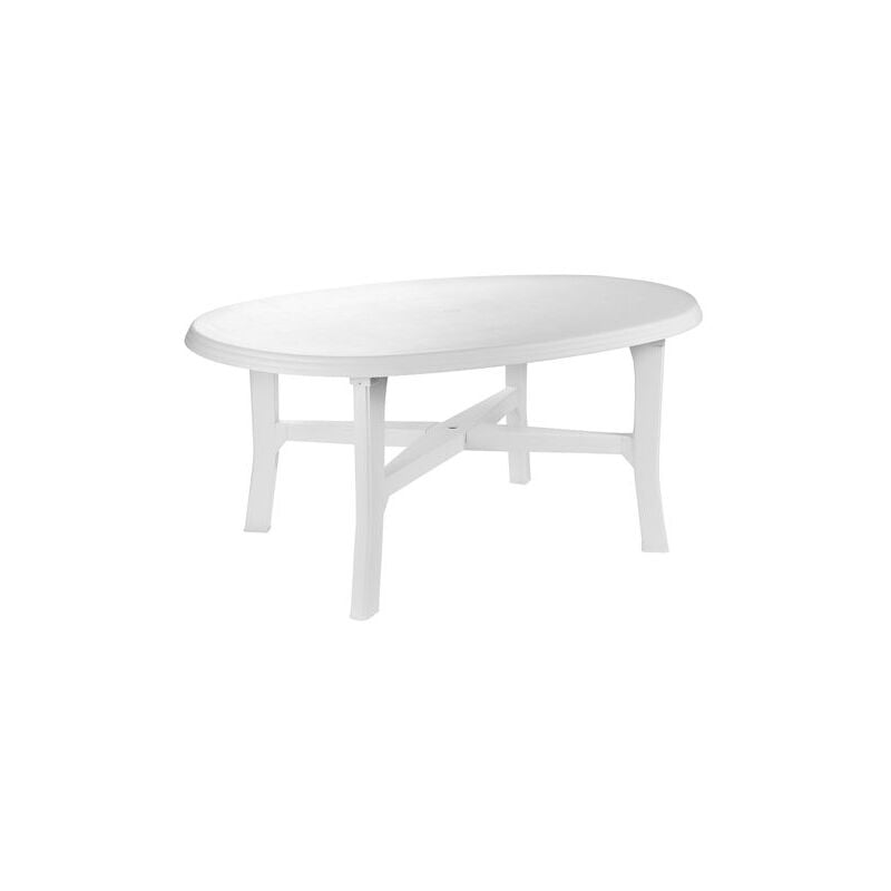 Ipae Progarden - Table de jardin ovale Danube en polypropyle'ne blanc pour exte'rieur 110x165x72 cm