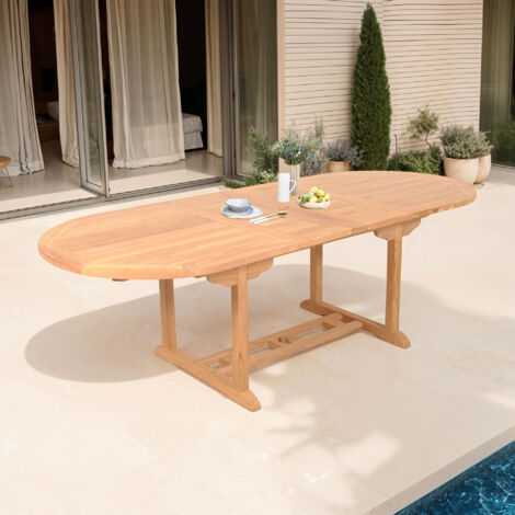 Table ovale double extension 180-240 cm en teck - GARDENA