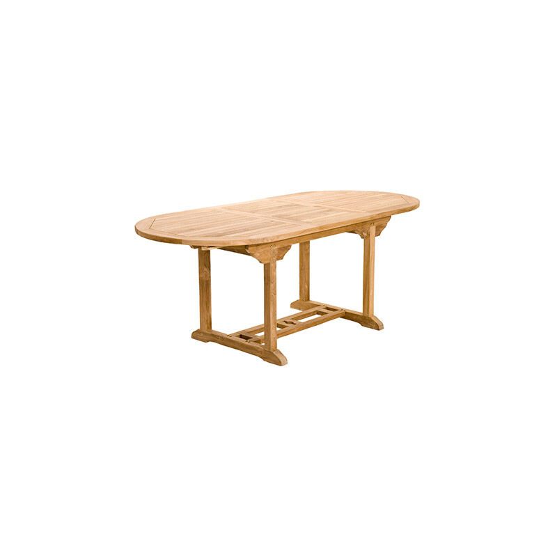Macabane - harris - Table de jardin 6/8 personnes - ovale extensible - 150/20090 cm en bois Teck brut - Marron