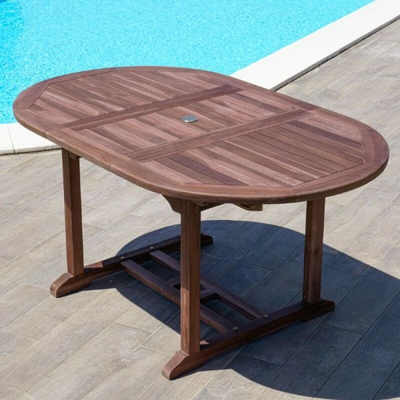San Marco - Table ovale extensible en teck jusqu' 160 cm