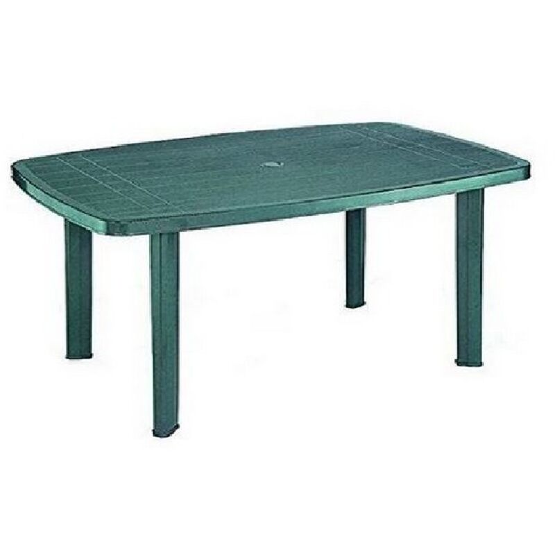 Faro table ovale modulaire cm137x85x72h en polypropyle'ne vert pour l'exte'rieur