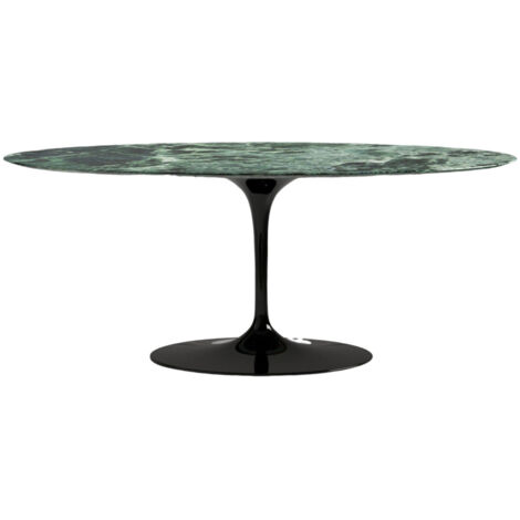 Table ovale TULIPE plateau en marbre - Collection Noir mat 200 cm Marbre verde alpi-Plateau Marbre verde alpi-Largeur 200 cm-Piètement Noir mat