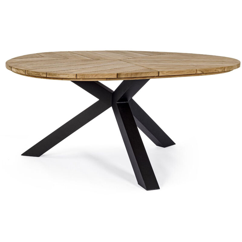 Bizzotto - Table de jardin forme galet en teck et aluminium L160 - cap ferret
