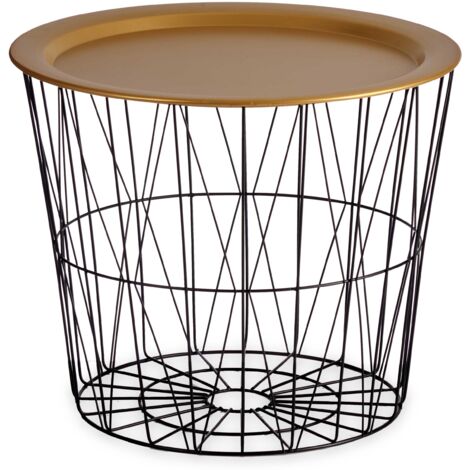 Table panier LUVO plateau doré, Ø 52 cm
