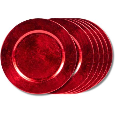 Table Passion - Assiette rouge paillette 33 cm (lot de 6)