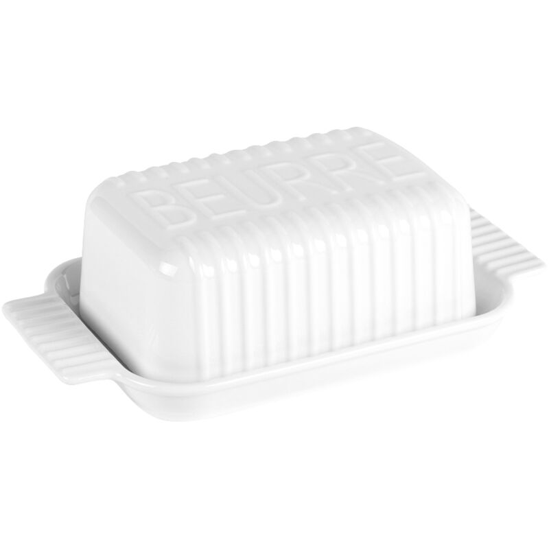 Beurrier strié en porcelaine 21x12 cm - Table Passion
