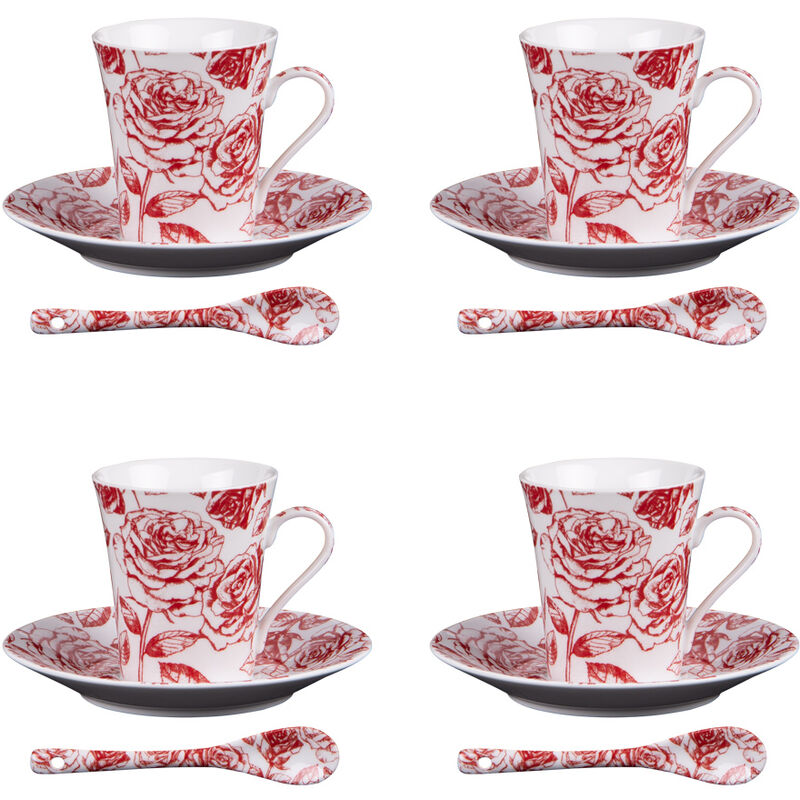 Table Passion - Coffret 4 tasses et sous tasses avec cuillères 16 cl Louise