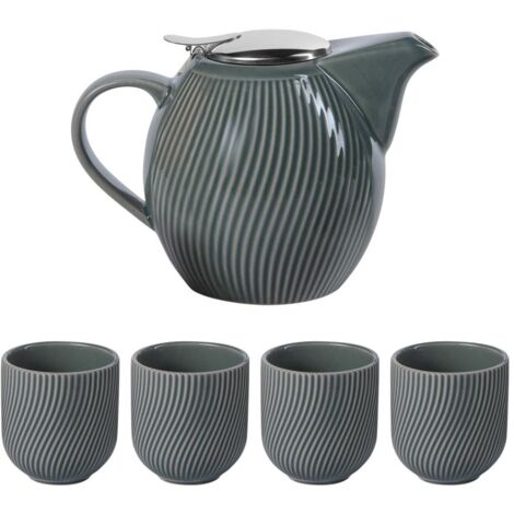 Table Passion - Coffret théière Mao gris 0,9L et 4 gobelets