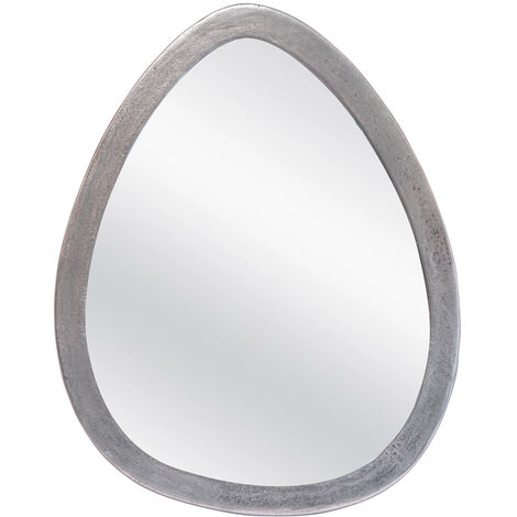 Table Passion - Miroir métal œuf argent 63 x 52 cm