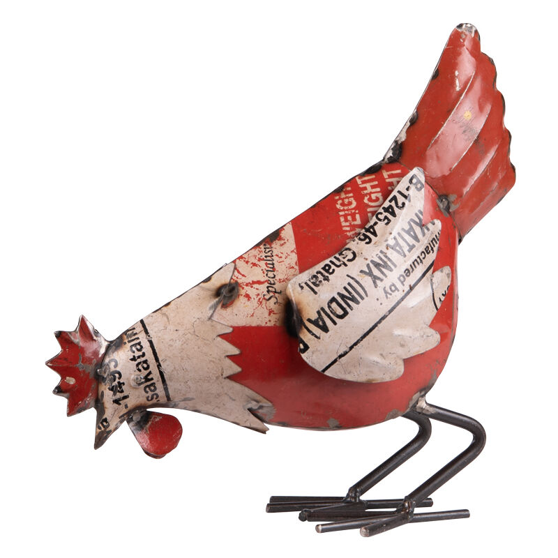 Table Passion - Poule métal rouge 34x34 cm