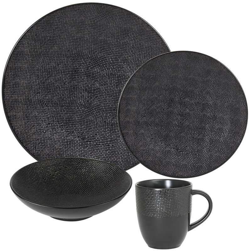 Service d'assiettes et ses mugs Vesuvio noir - Noir - Table Passion