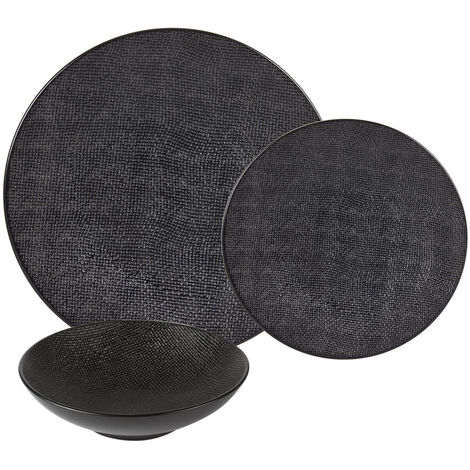 Table Passion - Service d'assiettes Vésuvio noir 18 pièces