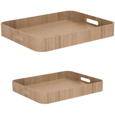 Table Passion - Set de 2 plateaux rectangles bois naturel