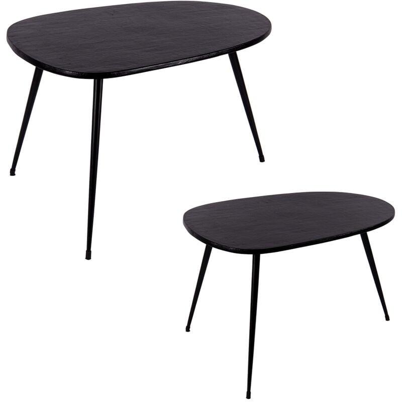table passion - set de 2 tables basses organic noir - noir