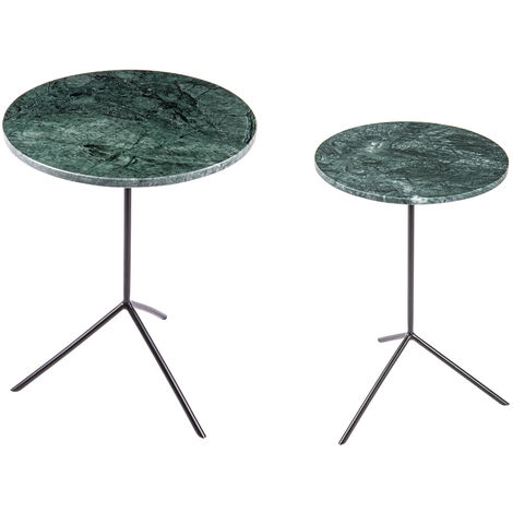 Table Passion - Set de 2 tables basses rondes vertes en marbre