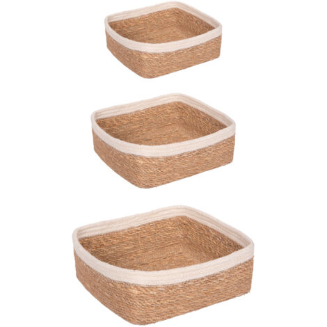 Table Passion - Set de 3 paniers carrés Liserai blanc