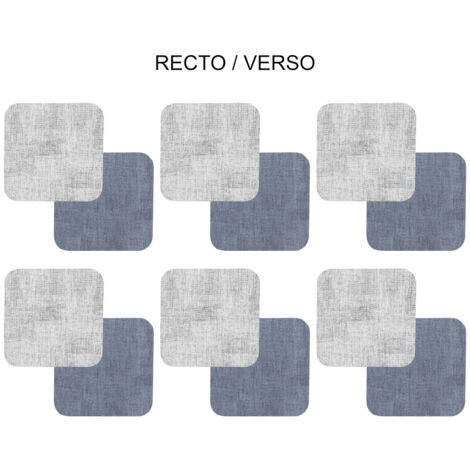 Table Passion - Set de 6 dessous de verre carré gris bleu