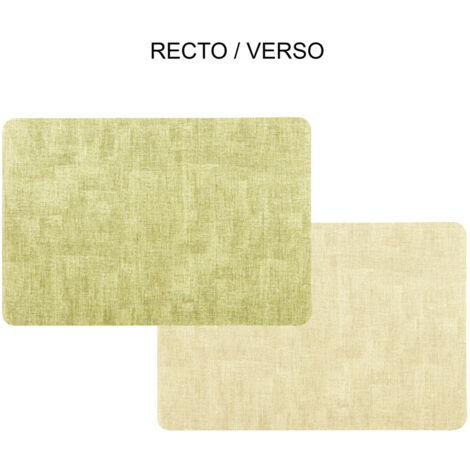 Table Passion - Set de table fabrik rectangulaire vert beige 44.5x33 cm (lot de 2)