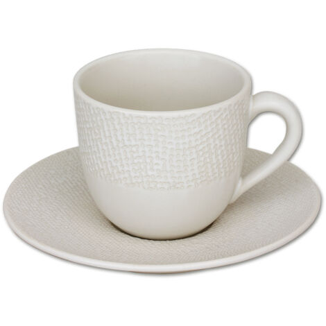 Table Passion - Tasse à café et sous-tasse Vésuvio blanc 12 cl (lot de 6)