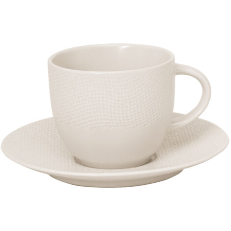 Table Passion - Tasse à thé et sous-tasse Vésuvio blanc 22 cl (lot de 2)