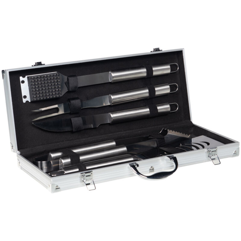 Table Passion - Valisette 5 pièces barbecue silver