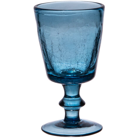 Table Passion - Verre à pied Lussan craquelé 17 cl bleu (lot de 6)