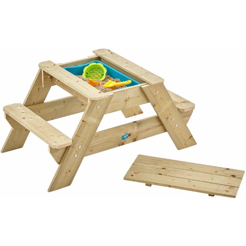 Tp Toys - table picnic en bois tp early fun avec bac a sable integre - norme fsc dim L62 x l102 x h50 - marron - bleu