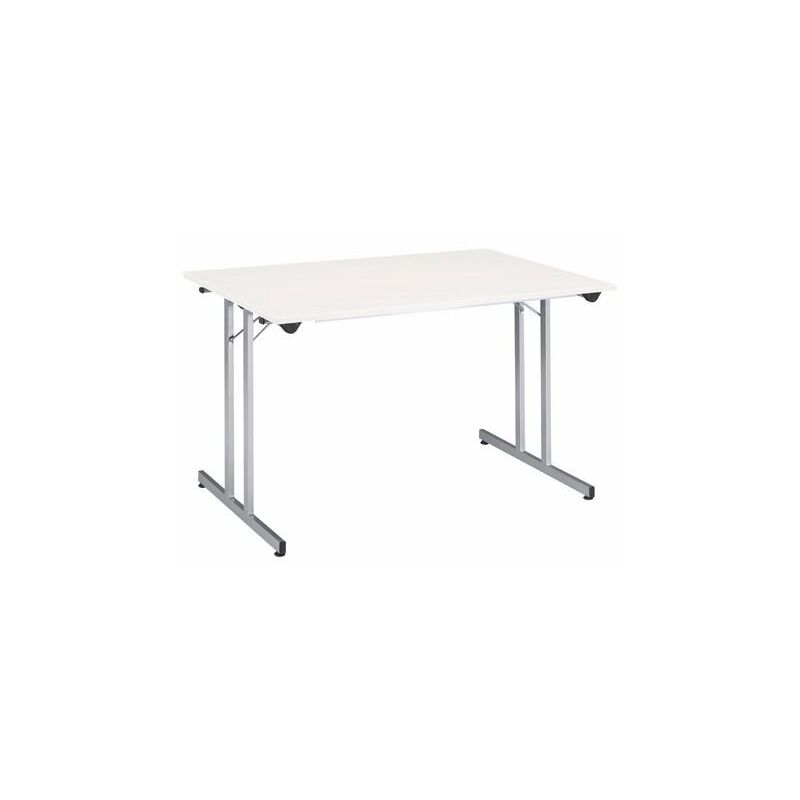 Sans Marque - Table blanc/alu 120 x 80 cm pieds pliants multi usage - Blanc