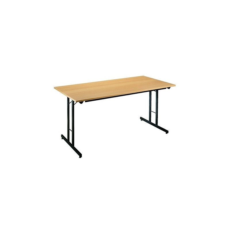Table Hêtre/noir 160 x 80 cm pieds pliants multi usage - Hêtre